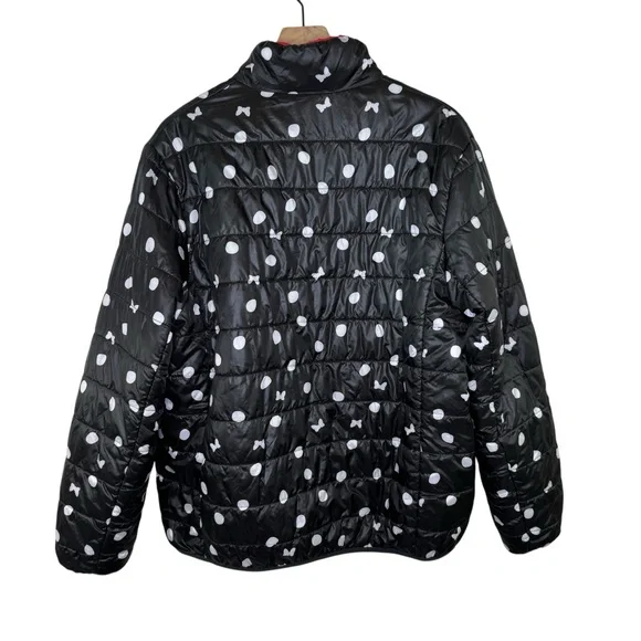 Disney Minnie Mouse Polka Dot Reversible Puffer Coat Size Large - Picture 5 of 8